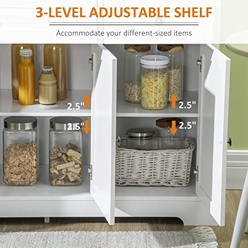 White Sideboard with 2 Drawers and Adjustable Shelves G699163