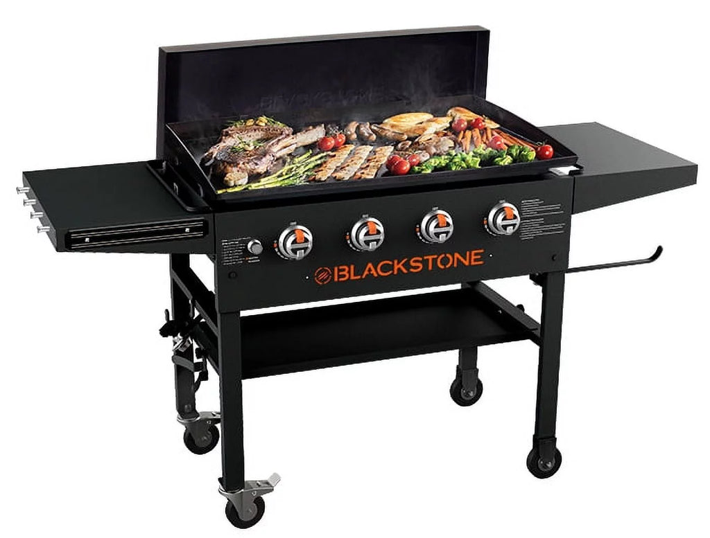 36" Griddle Cooking Station with Hard Cover & Side Shelves A141