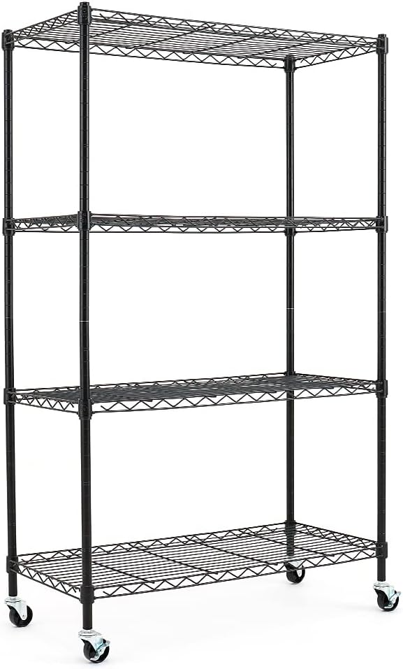 Black 4-Shelf Adjustable Carbon Steel Wire Shelving Unit M545