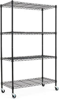 Black 4-Shelf Adjustable Carbon Steel Wire Shelving Unit M545