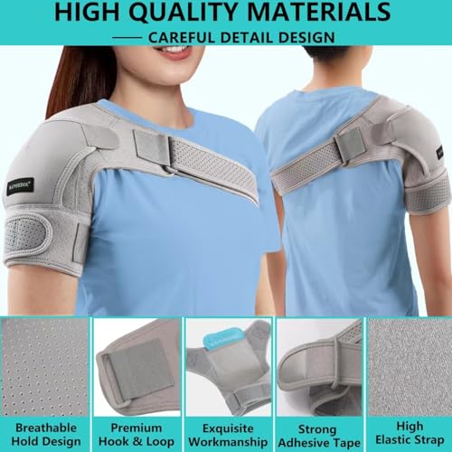 Adjustable Shoulder Brace Wrap (Gray, Small) E8734