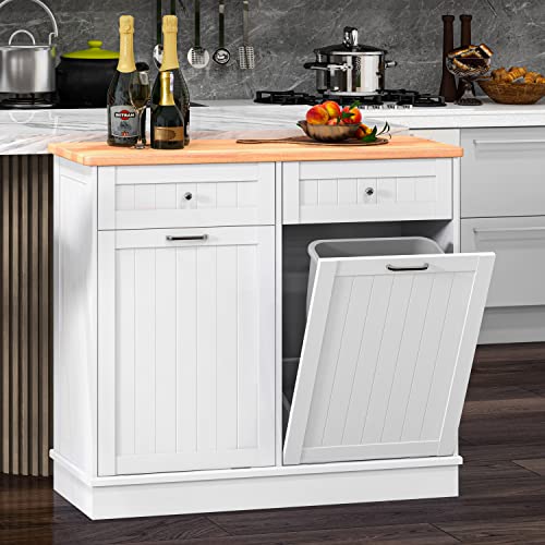 White Tilt Out Trash Cabinet 10 Gallon K153873