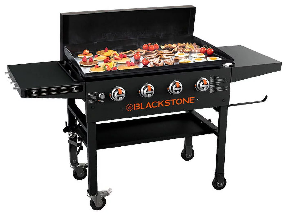 36" Griddle Cooking Station with Hard Cover & Side Shelves A141