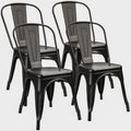 Grey Metal Stackable Dining Chairs Set of 4 D77196