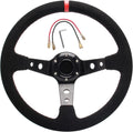 Universal Racing Steering Wheel Suede Deep Dish 350mm 6 Bolts with Horn Button B2468