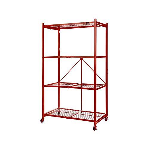 Large 4-Tier Heavy-Duty Rack with Casters Red U7262