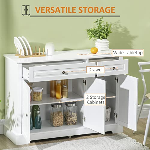 White Sideboard with 2 Drawers and Adjustable Shelves G699163