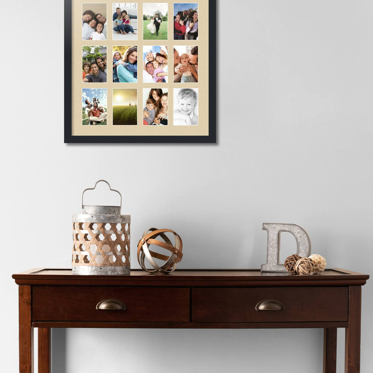 Satin Black Collage Picture Frame with 12 openings for 4x6 Photos O42831