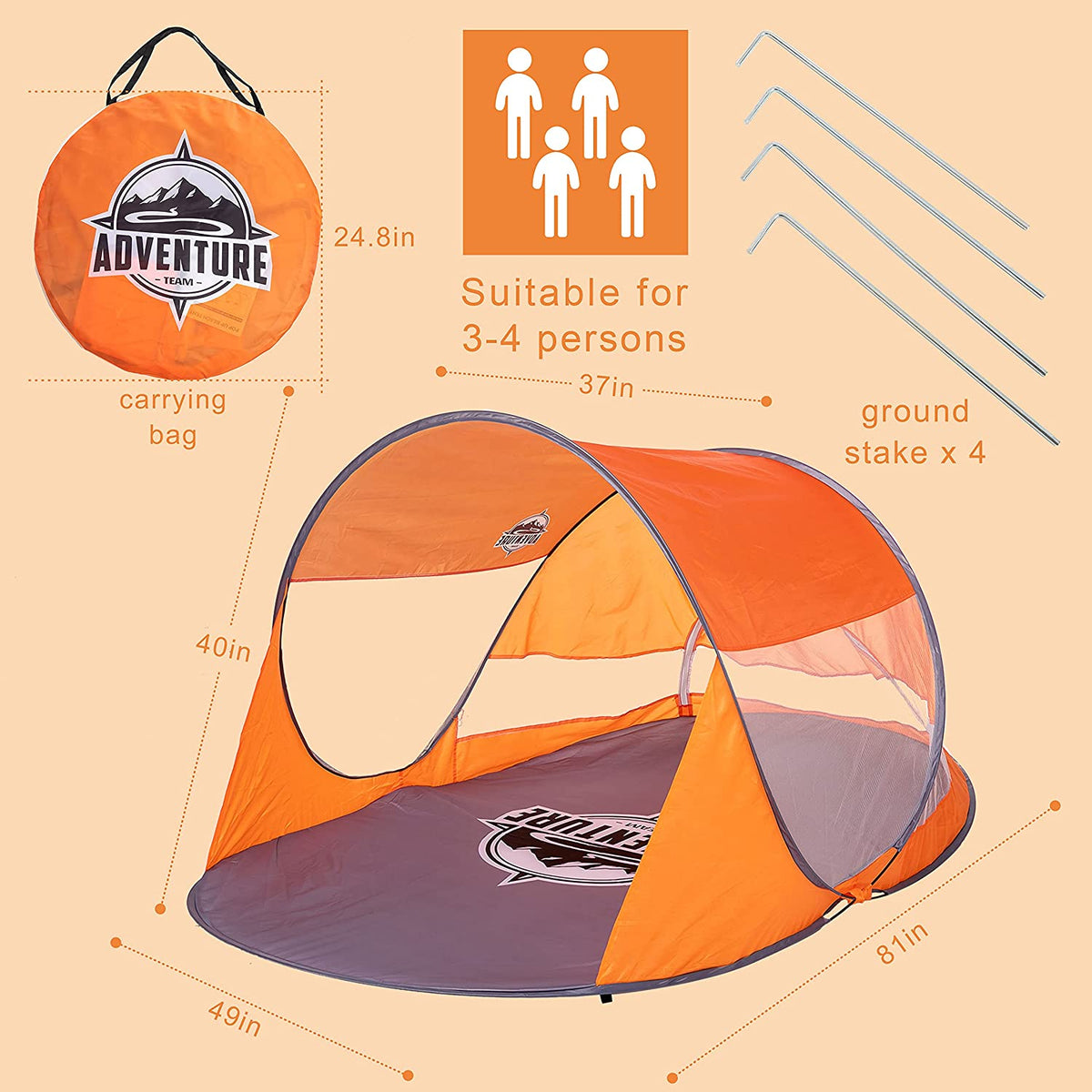 Pop Up Beach Tent with Carry Bag H7909