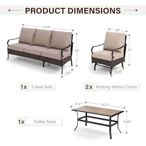 Extra Large 6 Pieces Patio Furniture Set with Fire Pit Table U462570