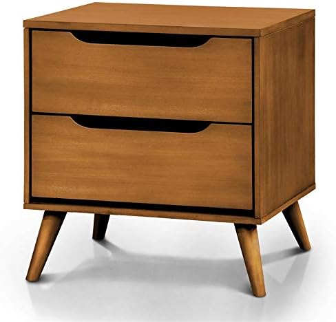 Gray Wood 2-Drawer Nightstand E200