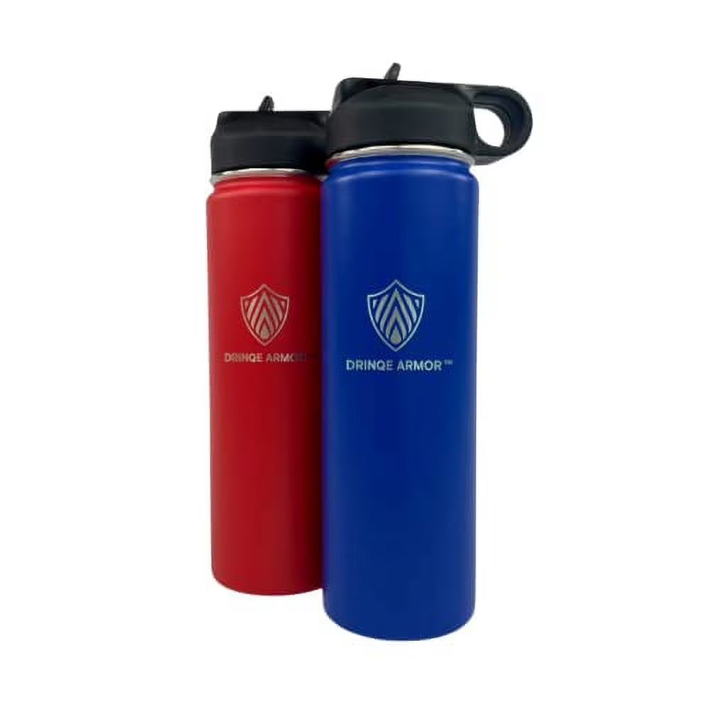 2 Pack Stainless Steel Insulated Water Bottle with Straw and Standard Lid, 24 oz T79319