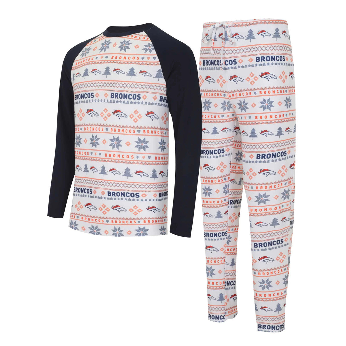 White/Navy Long Sleeve T-Shirt & Pants Sleep Set C45846