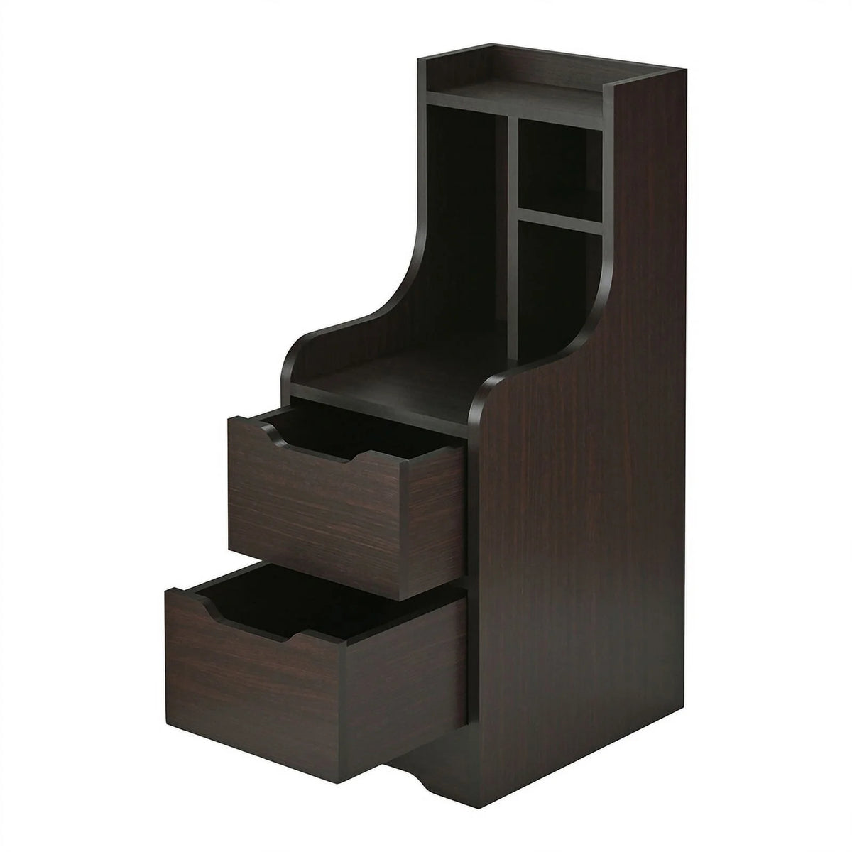 Walnut Wood 2-Drawer Nightstand with Open-Shelf X359