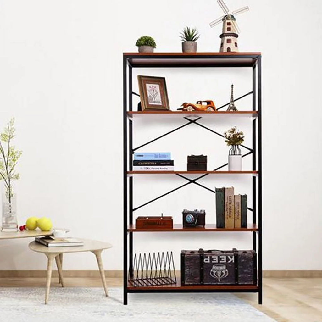5-Tier Wood and Metal Bookshelf Y4792