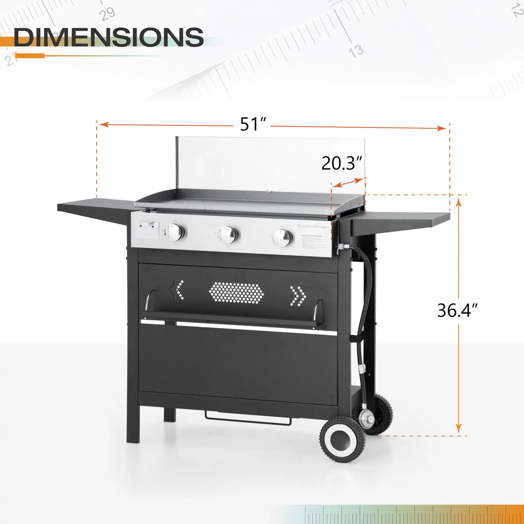 3-Burners Gas Griddle Portable Flat Table Top BBQ Grill 33,000 BTU U627733