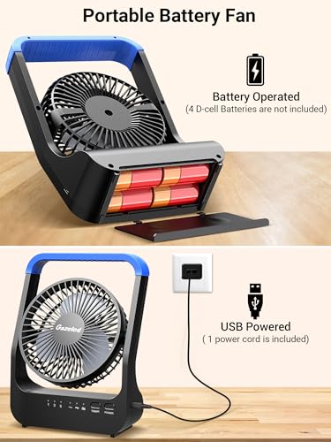 Battery Operated Portable Desk Fan with Timer, 3 Speeds, Blue P3016