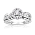 1/4 Cttw Diamond Halo Engagement Ring Set in Rhodium Plated Sterling Silver Size 7 J556466