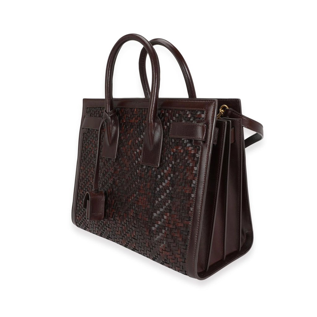 Brown Woven Leather Small Sac De Jour F39720