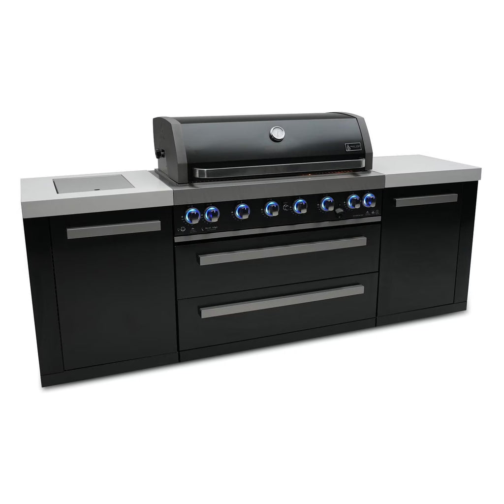 Black Stainless Steel Propane Gas Island Grill with Infrared Side Burner and Rotisserie Kit Z267