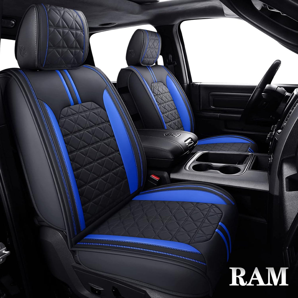 Black-White Waterproof Faux Leather Front Seat Covers V49799