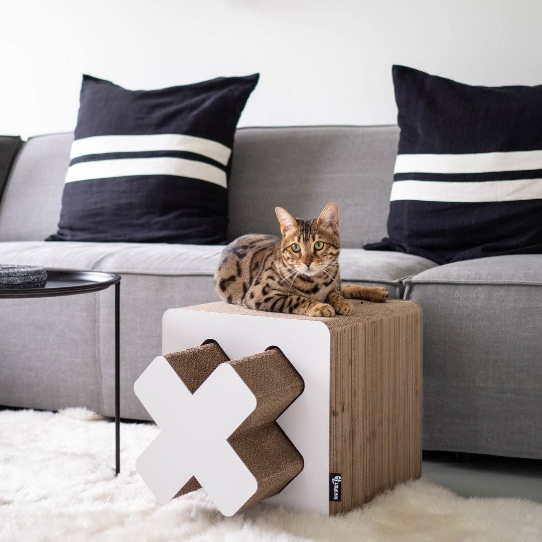 Large White Cardboard Cat Scratcher D405