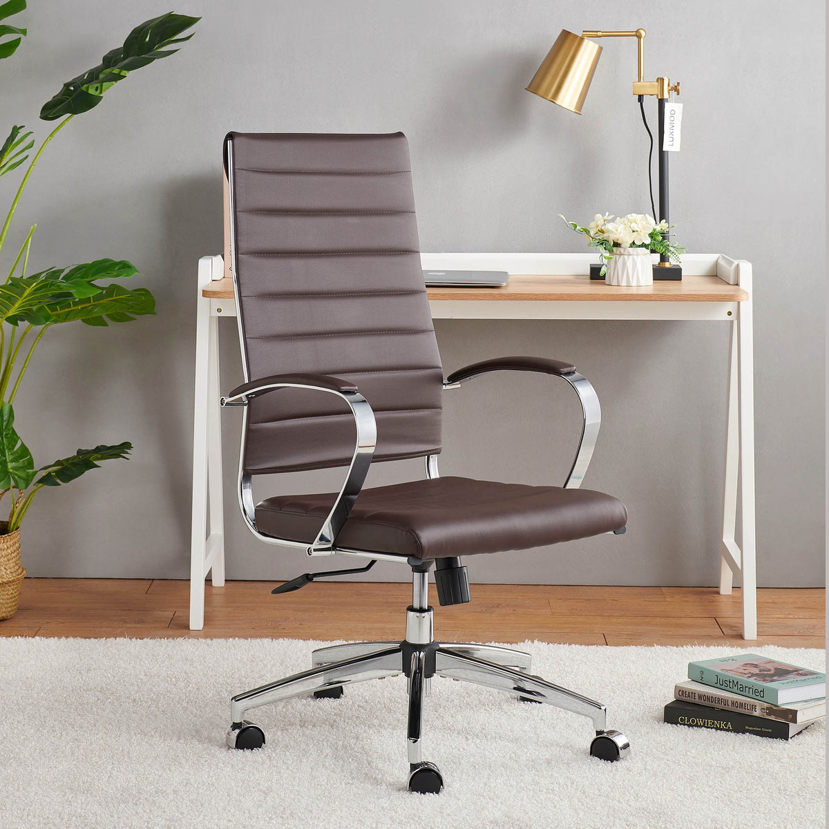 Brown Leather Ergonomic Executive Office Chair T902