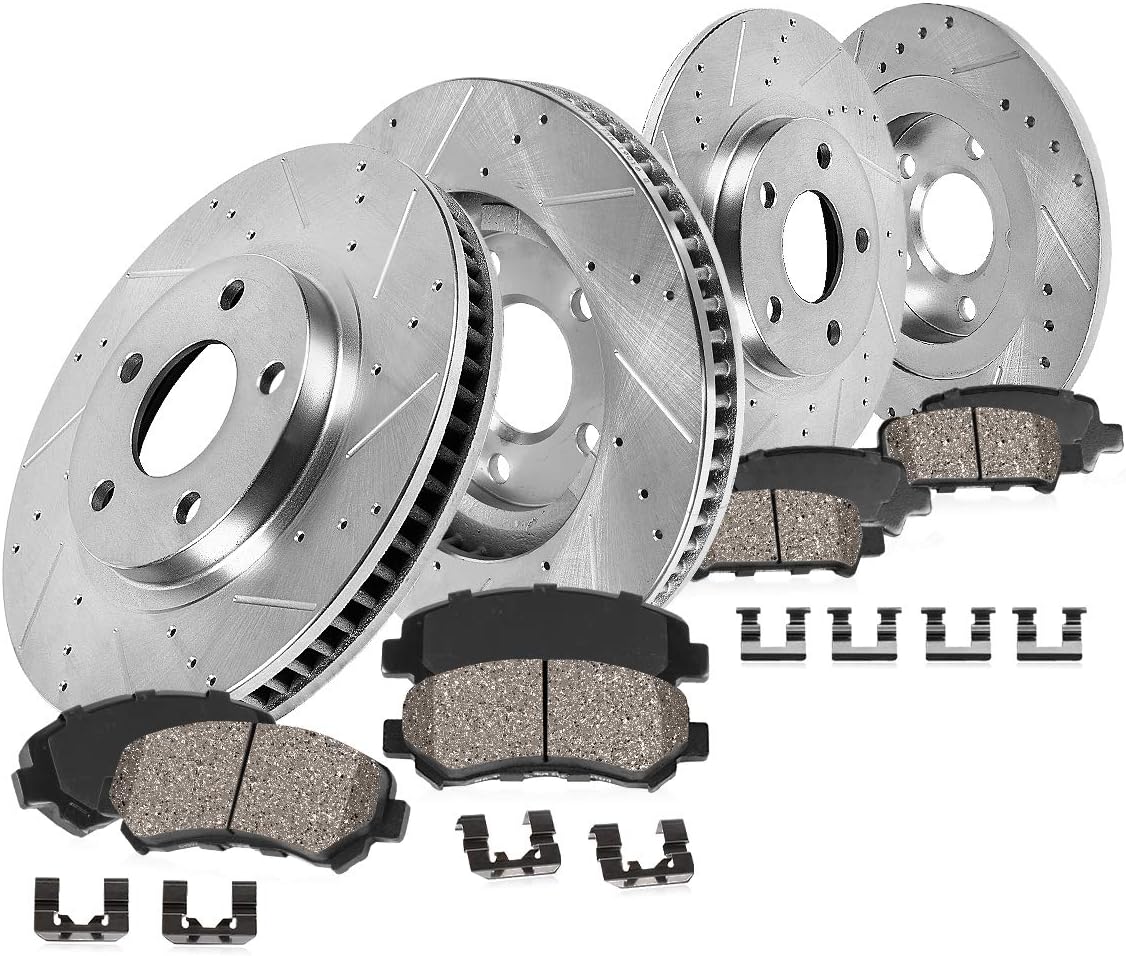 FRONT 294mm + REAR 302mm D/S 5 Lug Rotors + Brake Pads + Clips E4632