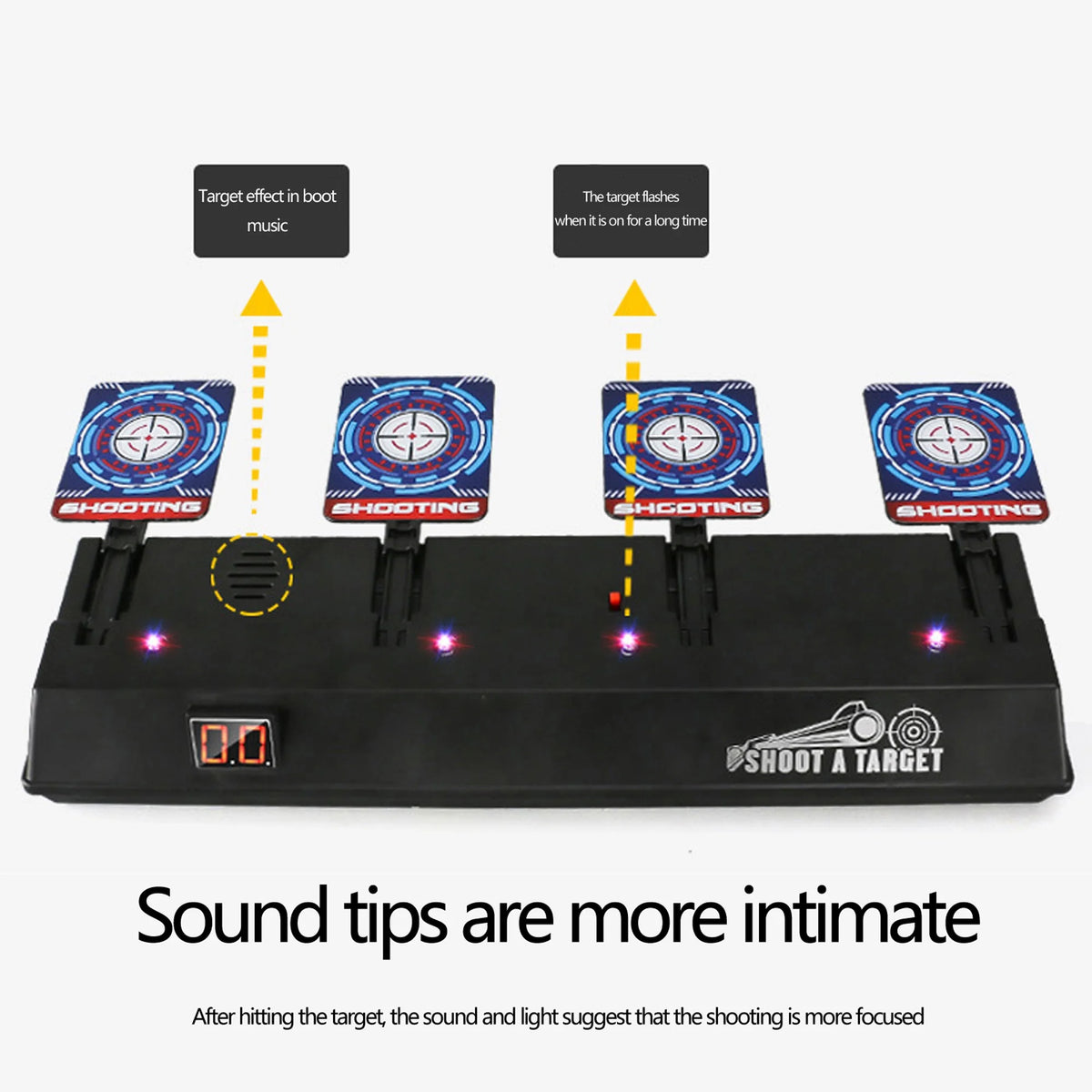 Electronic Scoring Shooting Targets, 4 Targets LED Light Auto Reset L61791