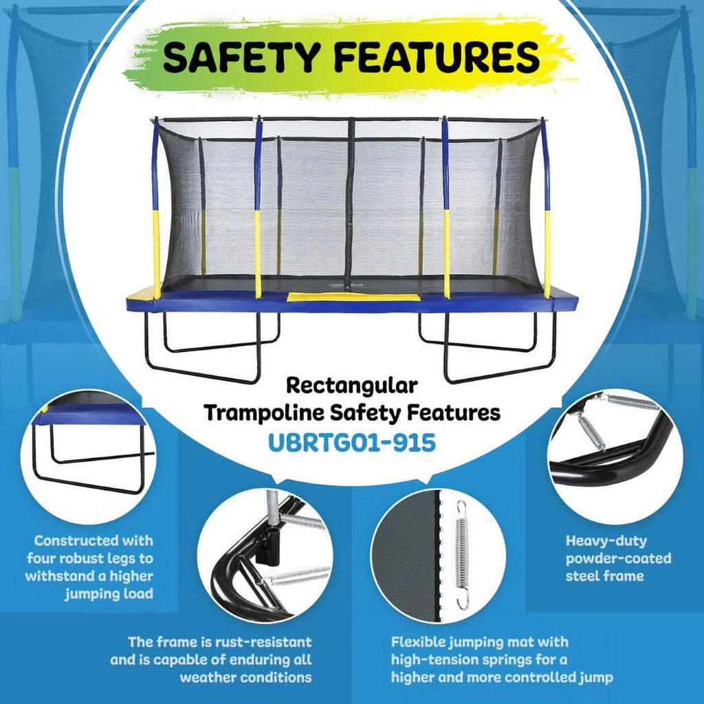 9' X 15' Rectangular Trampoline Set with Enclosure System A53884
