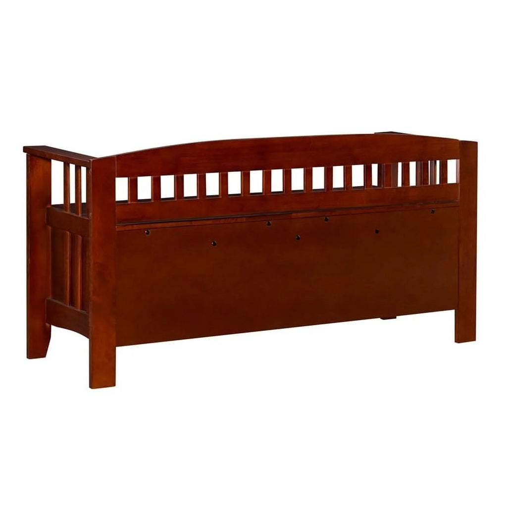 17" Split Seat Wood Storage Bench in Walnut Brown N673