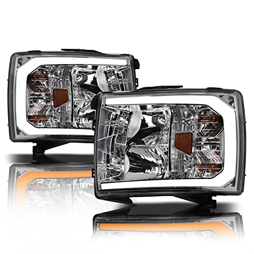 Black Amber Crystal Headlights with LED Light Bar O79458