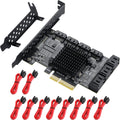 PCIE 4X SATA Card 10 Ports, 6 Gbps SATA 3.0 Controller PCIe Expansion Card, Non-Raid, with Low Profile Bracket and 10 SATA Cables U717