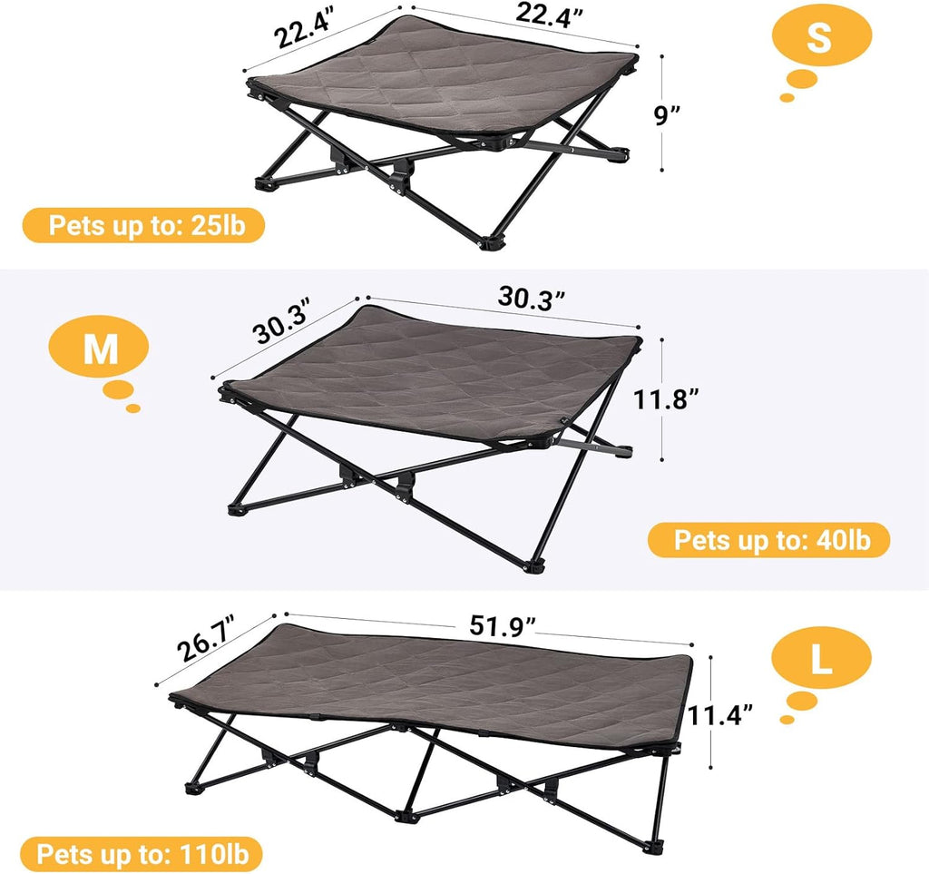 Elevated Folding Dog Cot with Washable Sleeping Mattress and Carrying Bag C6038