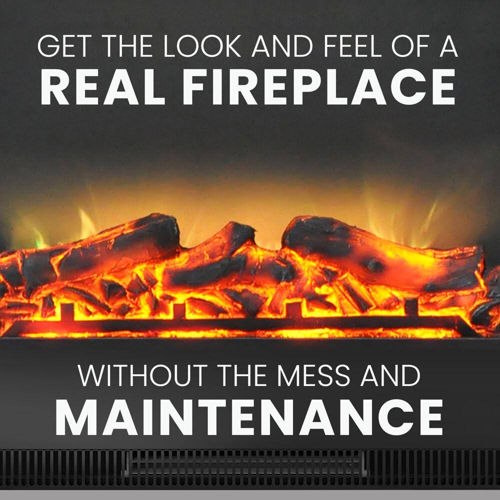 White Electric Fireplace Mantel with LED Flame I942