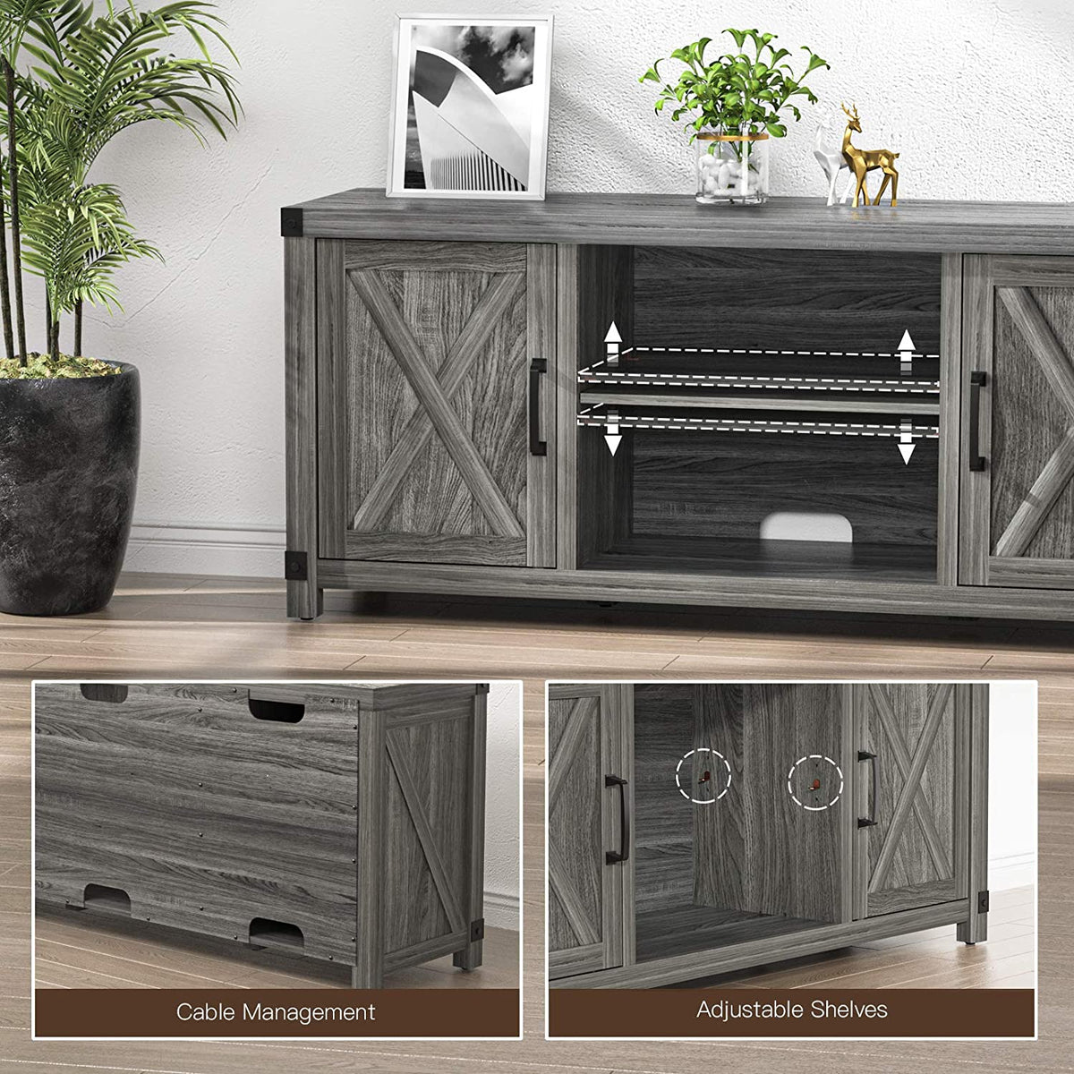 Farmhouse TV Stand with Storage B1889