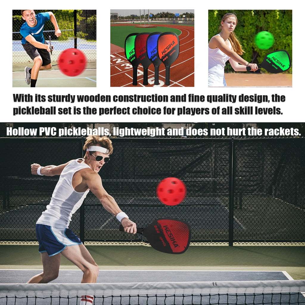 Pickleball Paddle Set 2 Rackets & 4 Balls with Carrying Bag B1905