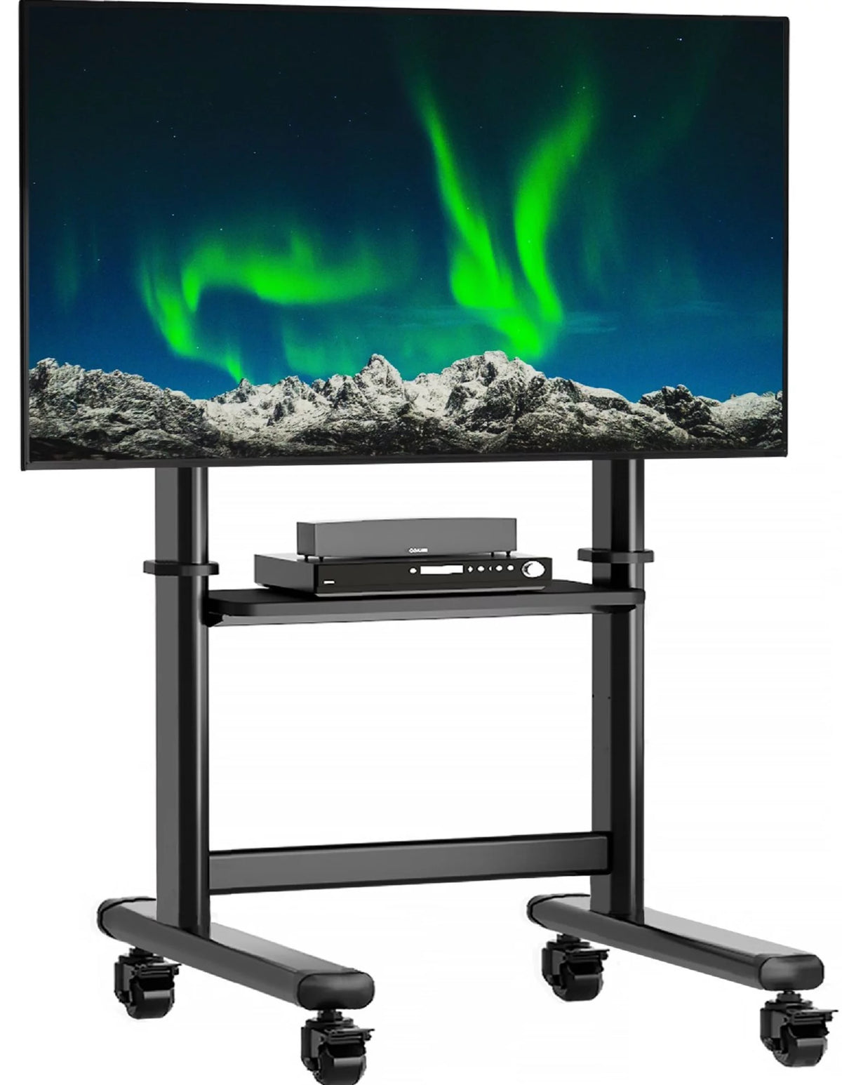 Black Rolling Mobile TV Stand for 55 to 90 inch Flat Screen TVs F86819