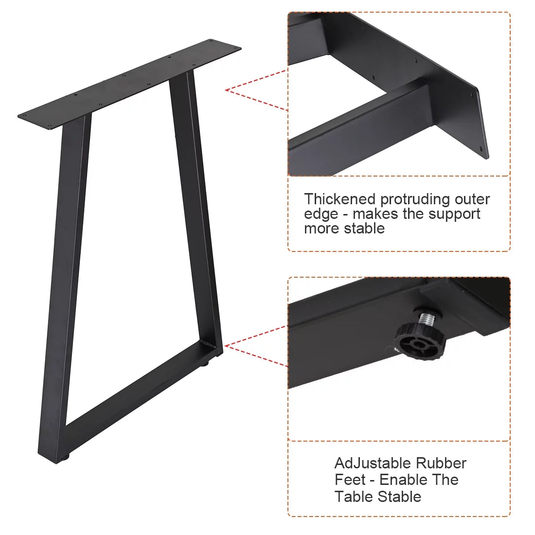 Metal Table Legs 28" Trapezoid Heavy Duty Set of 2 O119