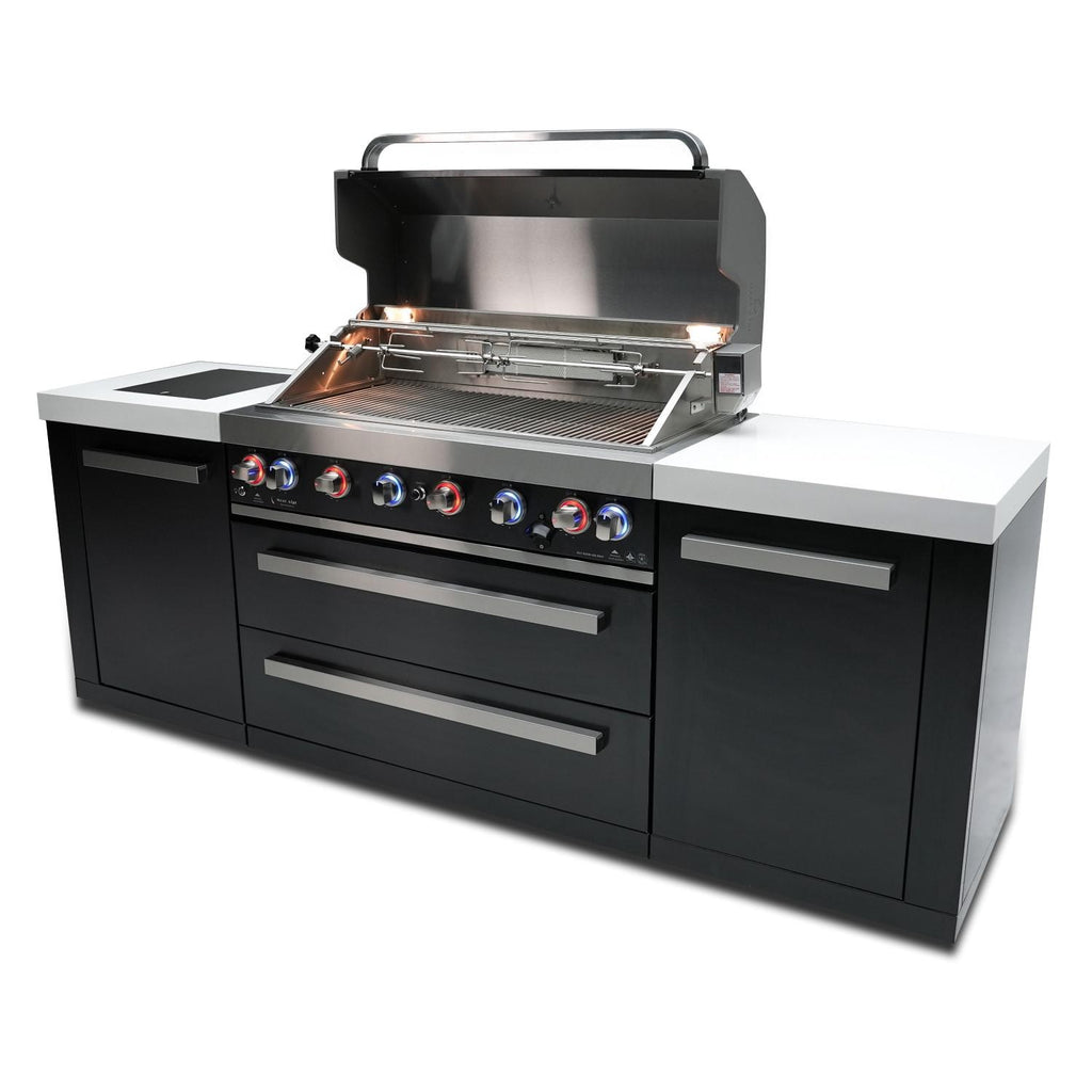 Black Stainless Steel Propane Gas Island Grill with Infrared Side Burner and Rotisserie Kit Z267