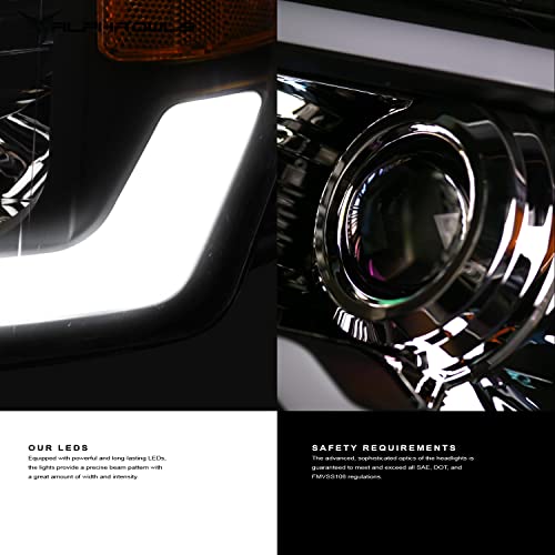 Black Amber Crystal Headlights with LED Light Bar O79458