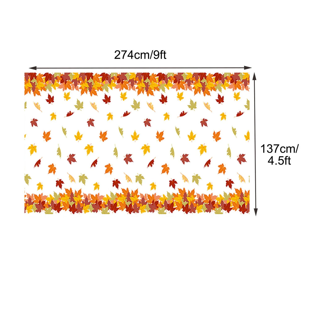 4.5x 9 FT Plastic Fall Leaf Tablecloth W664