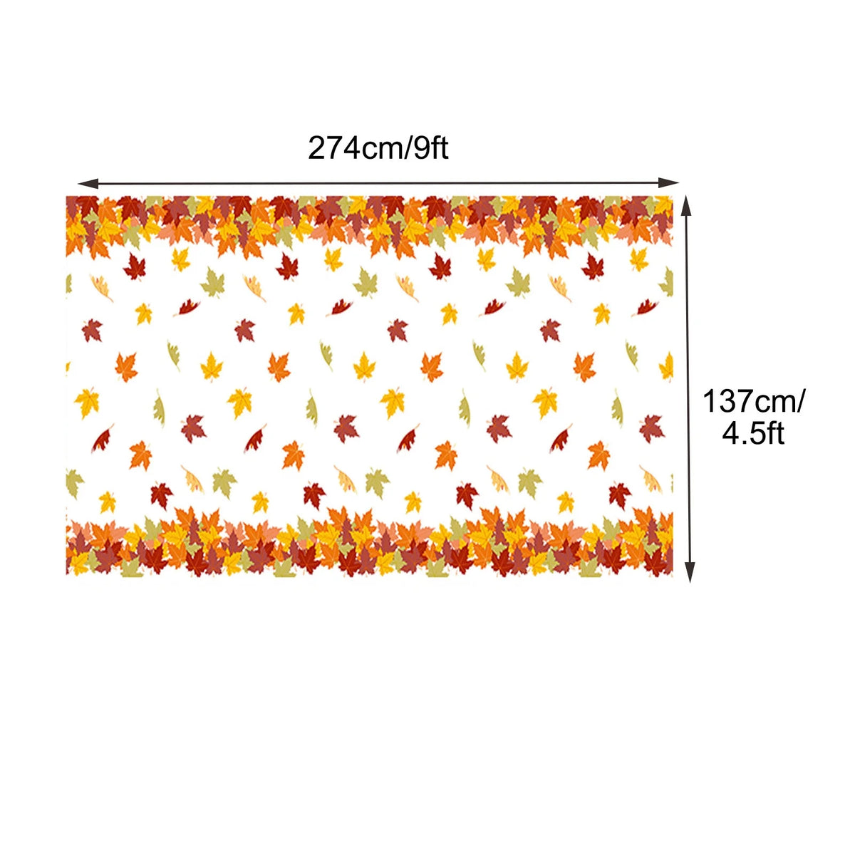 4.5x 9 FT Plastic Fall Leaf Tablecloth W664