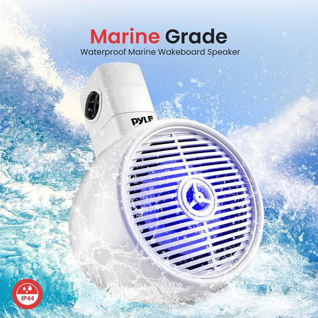 White 8” 300W 2-Way Marine Wakeboard Tower Speaker with LED Light and Brackets Z70972