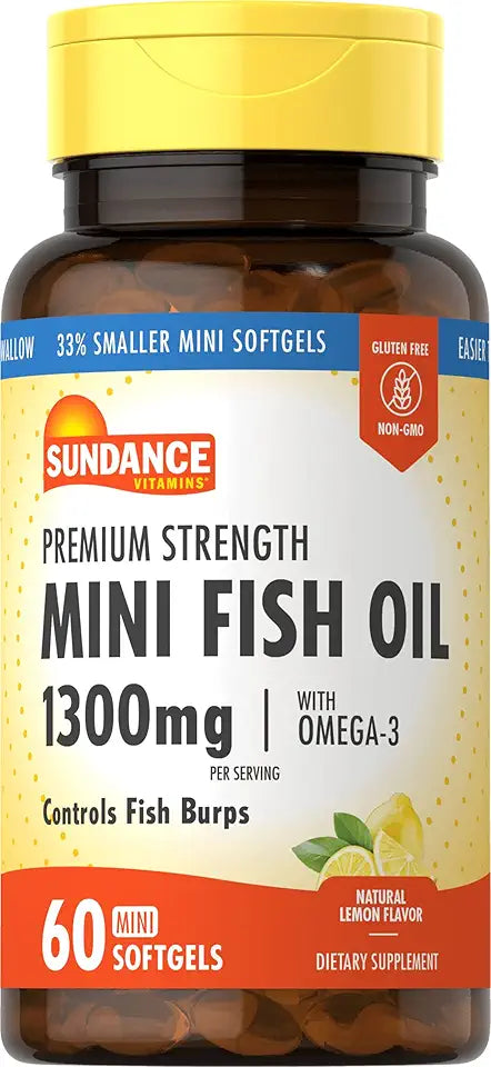 Fish Oil 1300 mg Natural Lemon Flavor 60 Mini Softgels Pack of 4 O814