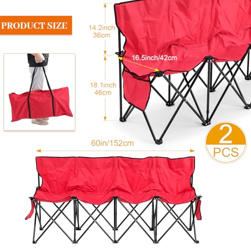 Portable 4 Seat Foldable Soccer Bench with Pockets and Carrying Bag J2814