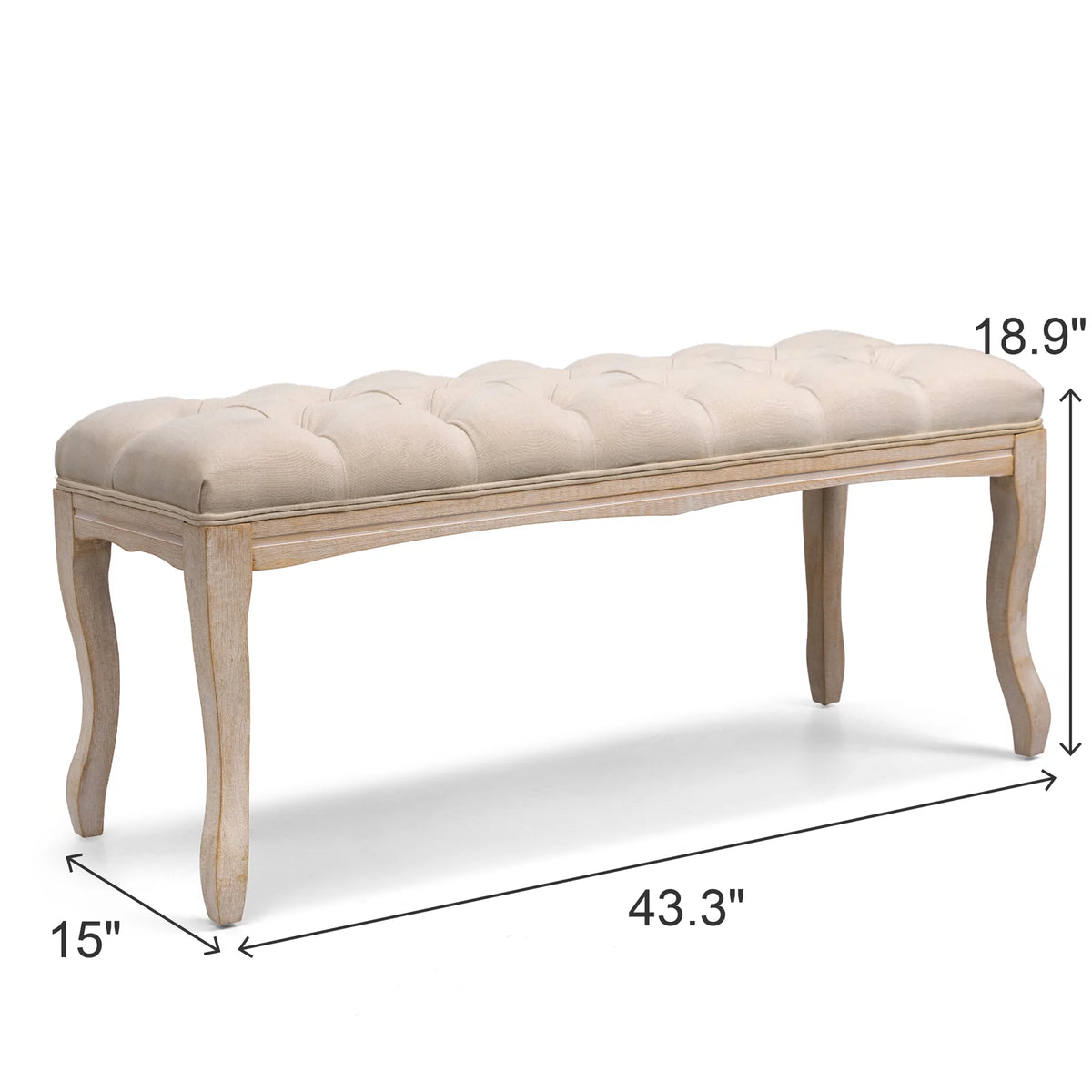 Beige Upholstered Wood Bed Bench U249003