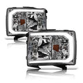 Black Amber Crystal Headlights with LED Light Bar O79458