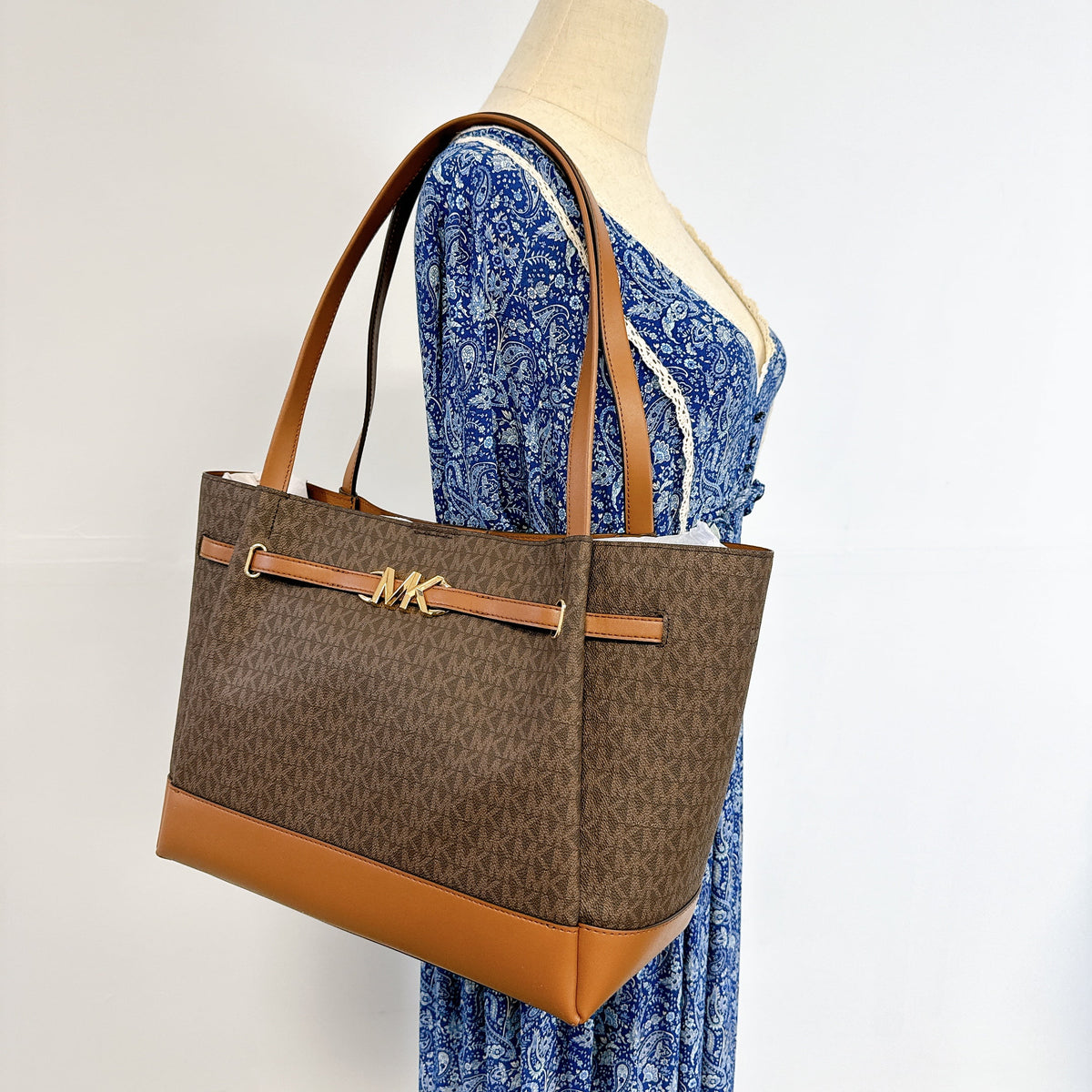 Brown Large Belted Tote L792