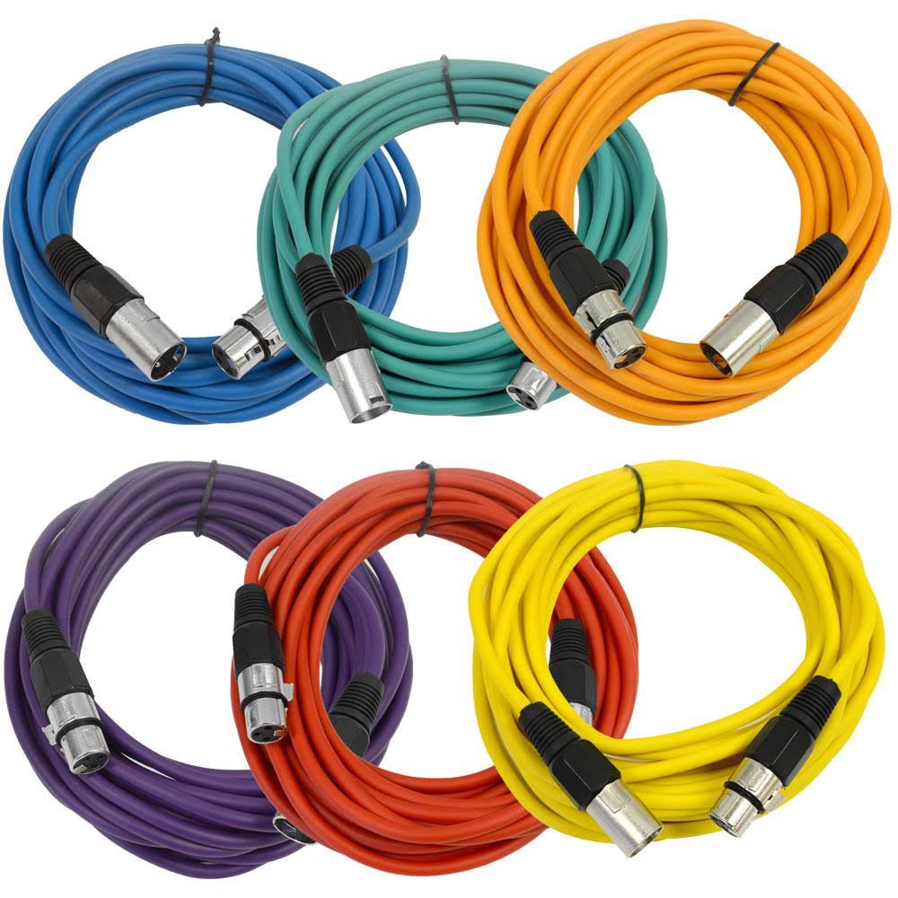 6 Pack 25' XLR Microphone Cables M225